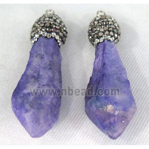 purple quartz pendant paved rhinestone, stick