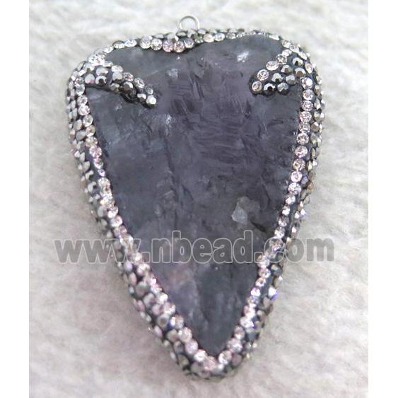 amethyst pendant paved rhinestone, arrowhead