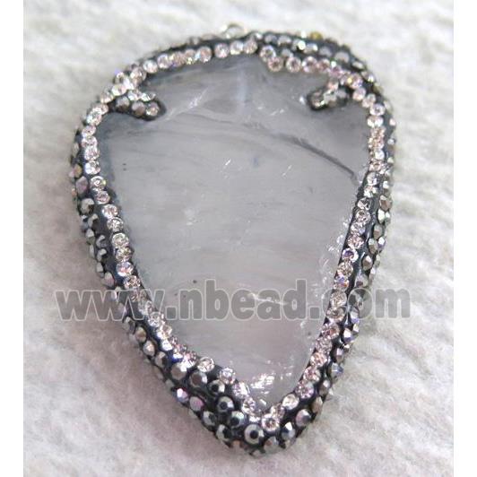 clear quartz pendant paved rhinestone, arrowhead