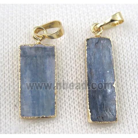 blue Kyanite rectangle pendant, gold plated