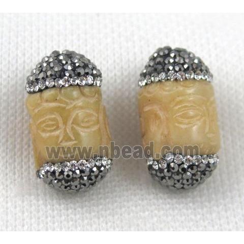 Chinese Jade bead paved rhinestone