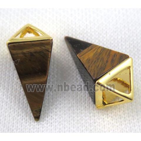 Tiger eye stone pendulum pendant, gold plated