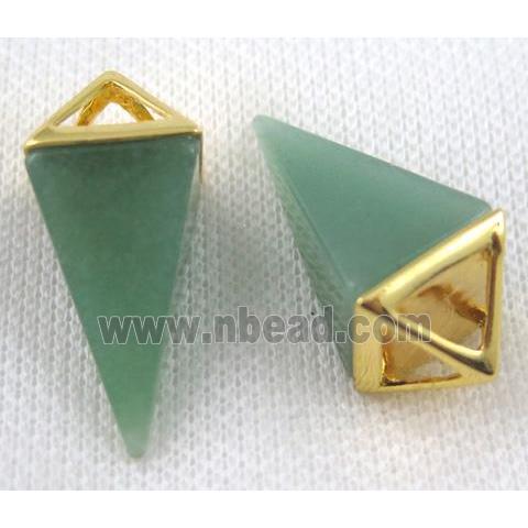 green aventurine pendulum pendant, gold plated