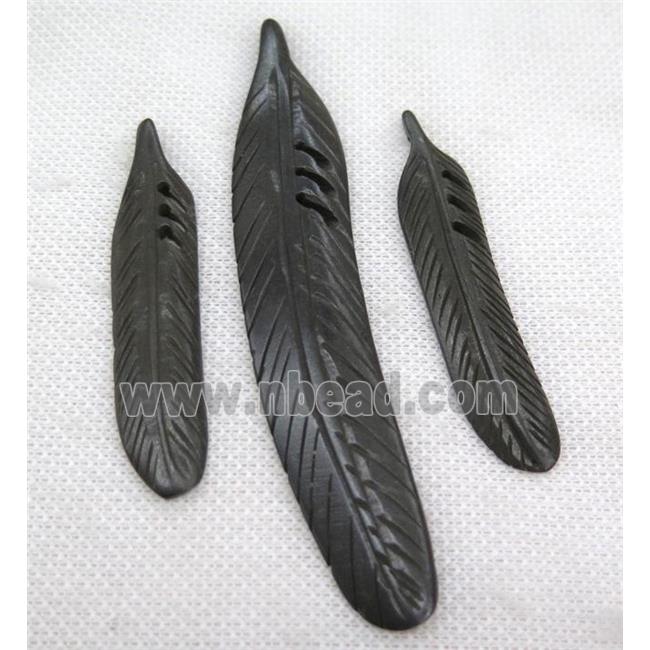 black bone feather pendant