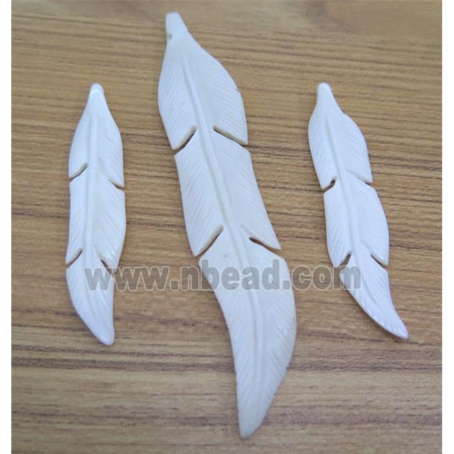 white bone feather pendant