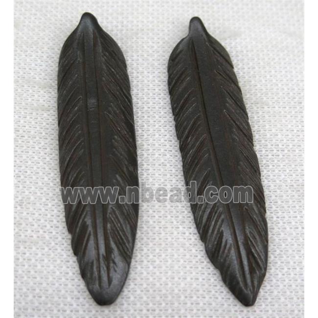 black bone feather pendant