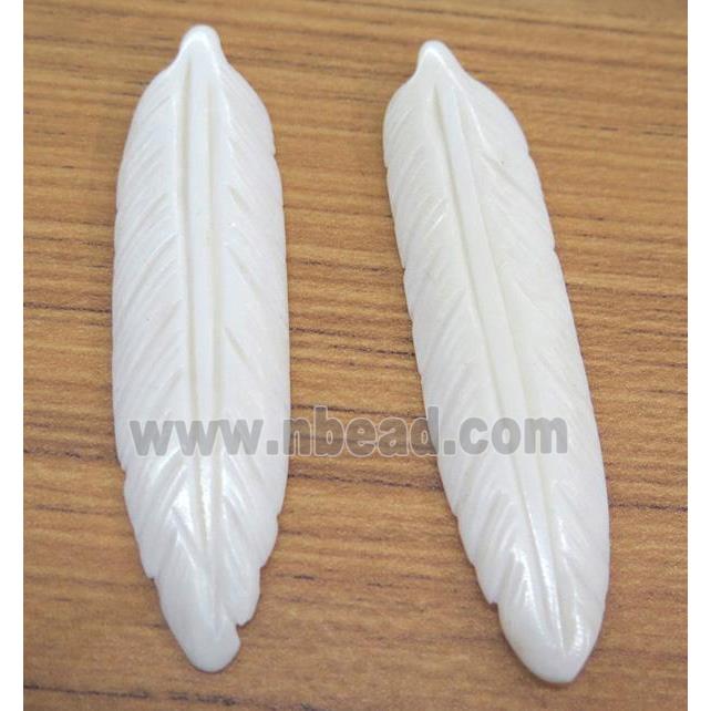 white bone feather pendant