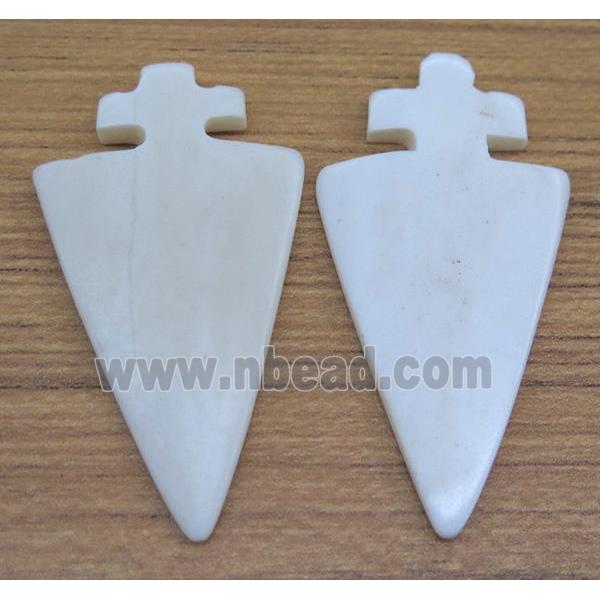 white bone arrowhead pendant without hole