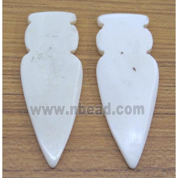 white bone arrowhead pendant without hole