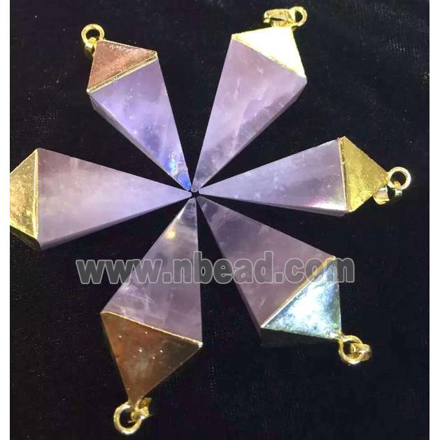 rose quartz pendulum pendant, gold plated