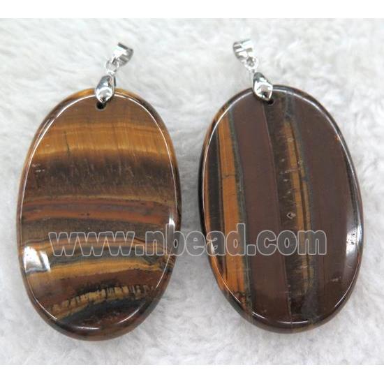 Iron Tiger eye stone pendant, oval
