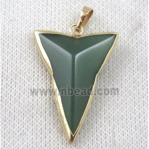 green aventurine dart pendant, gold plated