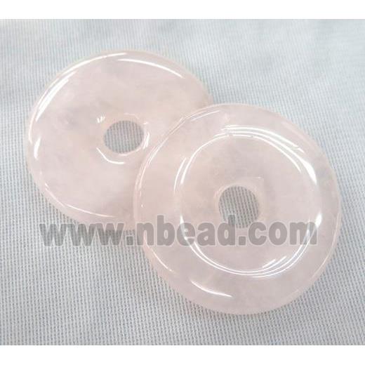 Rose Quartz donut pendant, pink