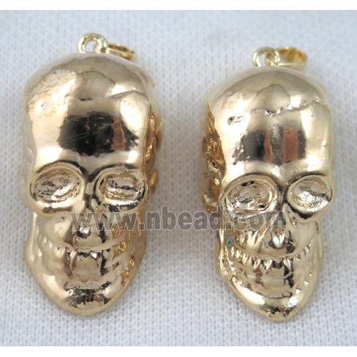 resin skull pendant, gold plated