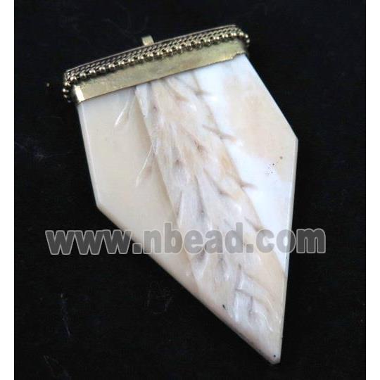 white bone arrowhead pendant
