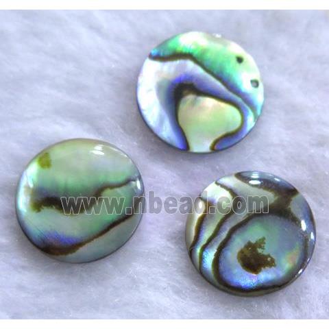 Paua Abalone shell bead without hole, flat round