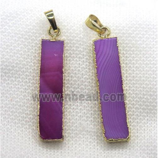 hotpink agate pendant, rectangle, gold plated
