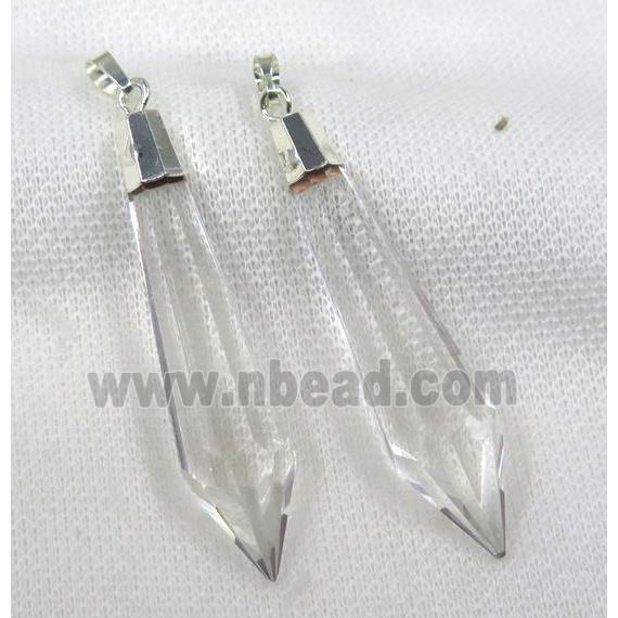 glass crystal bullet pendant, black plated