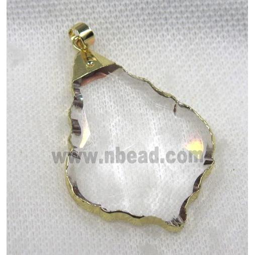 glass crystal teardrop pendant, gold plated