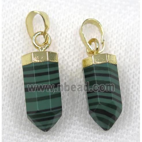 green Malachite bullet pendant, gold plated