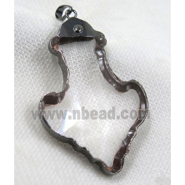 Crystal glass anchor pendant, black plated