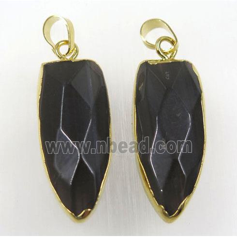 black Obsidian bullet pendant, gold plated