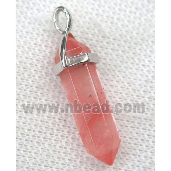 pink cherry quartz bullet pendant