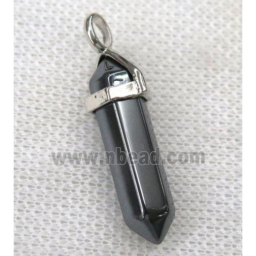 black Hematite bullet pendant