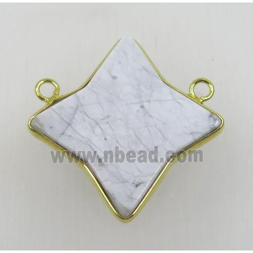 white turquoise star pendant with 2loops, gold plated