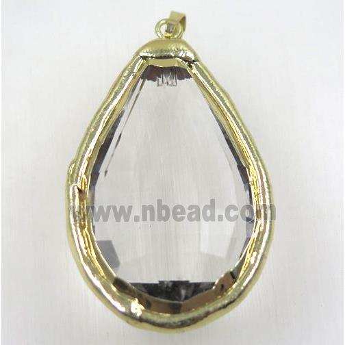 chinese crystal glass pendant, gold plated