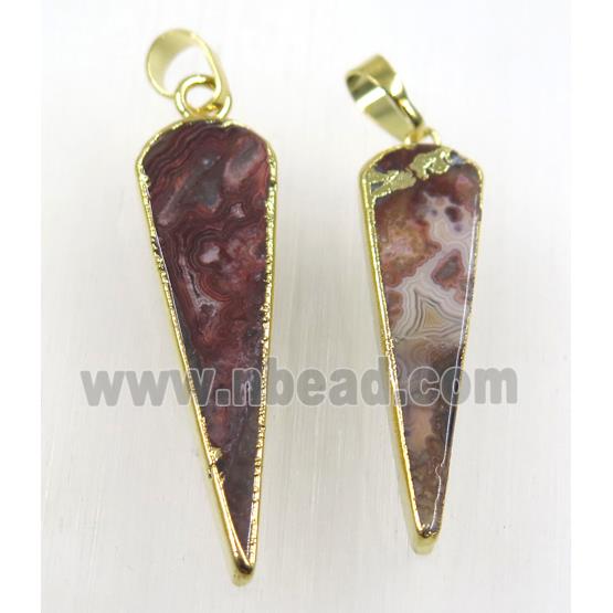 Mexican Crazy Agate pendulum pendant, gold plated