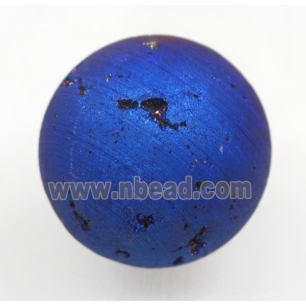 round blue Agate druzy ball charms, no-hole