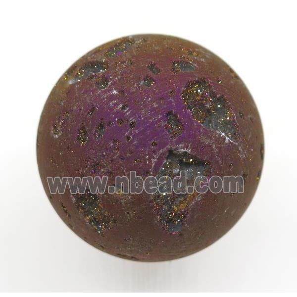 purple round Agate druzy ball charms, no-hole