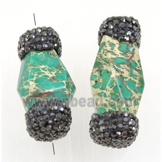 green imperial jasper beads paved rhinestone