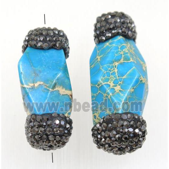 blue imperial jasper beads paved rhinestone