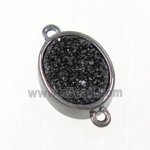 black Druzy Quartz oval connector