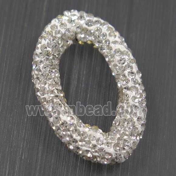 resin connector paved white rhinestone, oval
