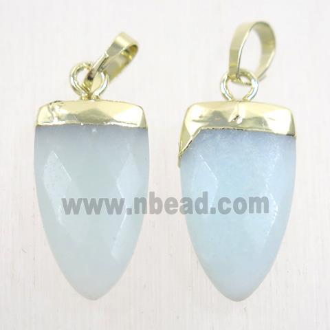 blue Aventurine pendants, faceted arrowhead, gold plated