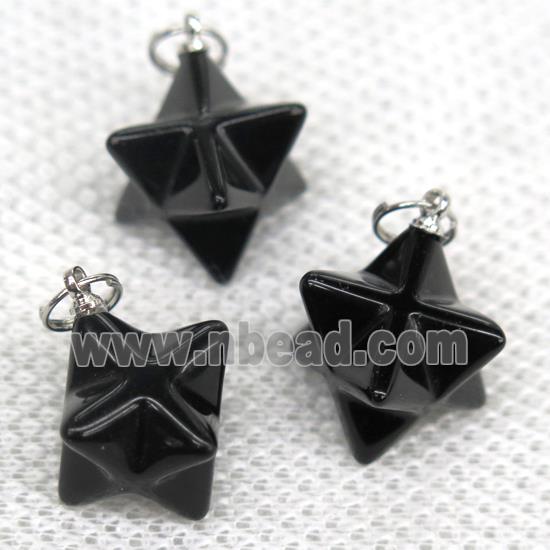black Onyx Agate pendant, star