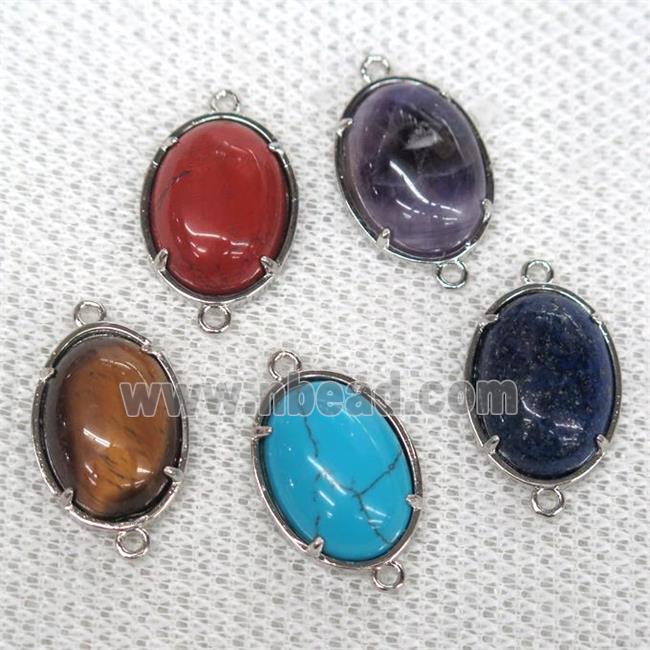 mix gemstone connector, oval