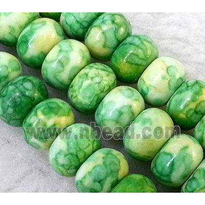 rainforest stone bead, rondelle, green, stability