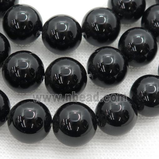Natural Black Onyx Agate Beads Smooth Round