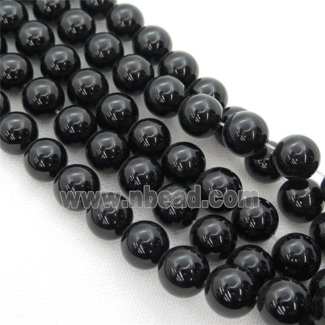 Natural Black Onyx Agate Beads Smooth Round