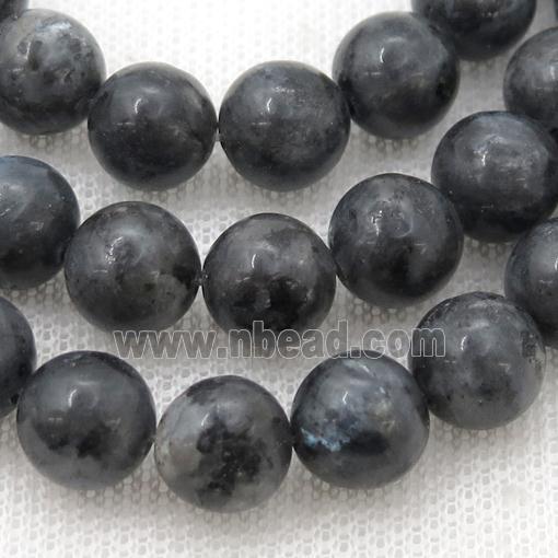 black Labradorite stone beads, synthetic, round