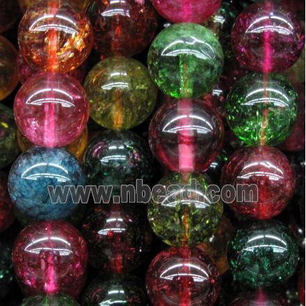 round Rainbow Tourmaline Beads