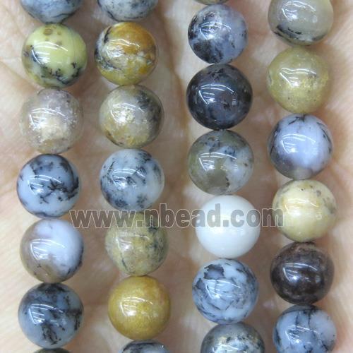 round Moss Opal Jasper beads, multi-color