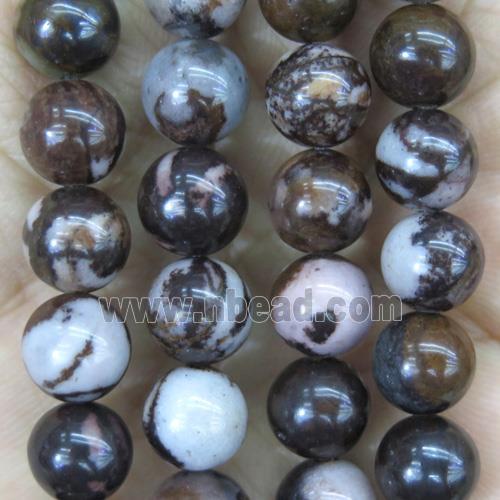 round outback jasper beads, coffee