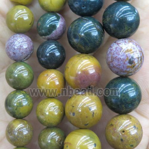 round Ocean Agate Beads, multi-color