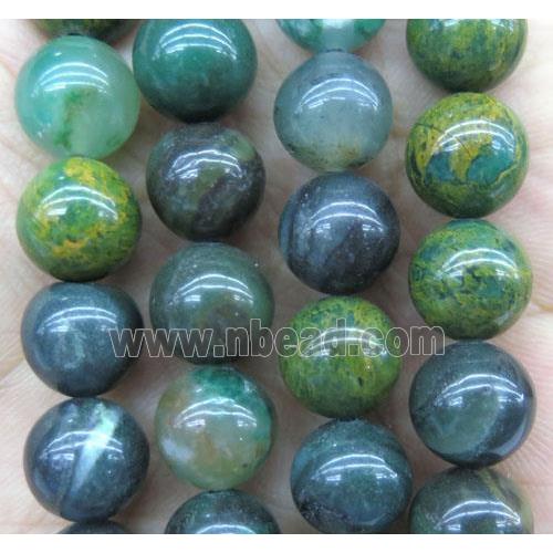 African Flower Verdite beads, green, round