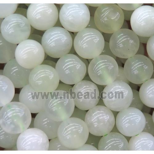 Chinese New Mountain Jade beads, round, lt.green